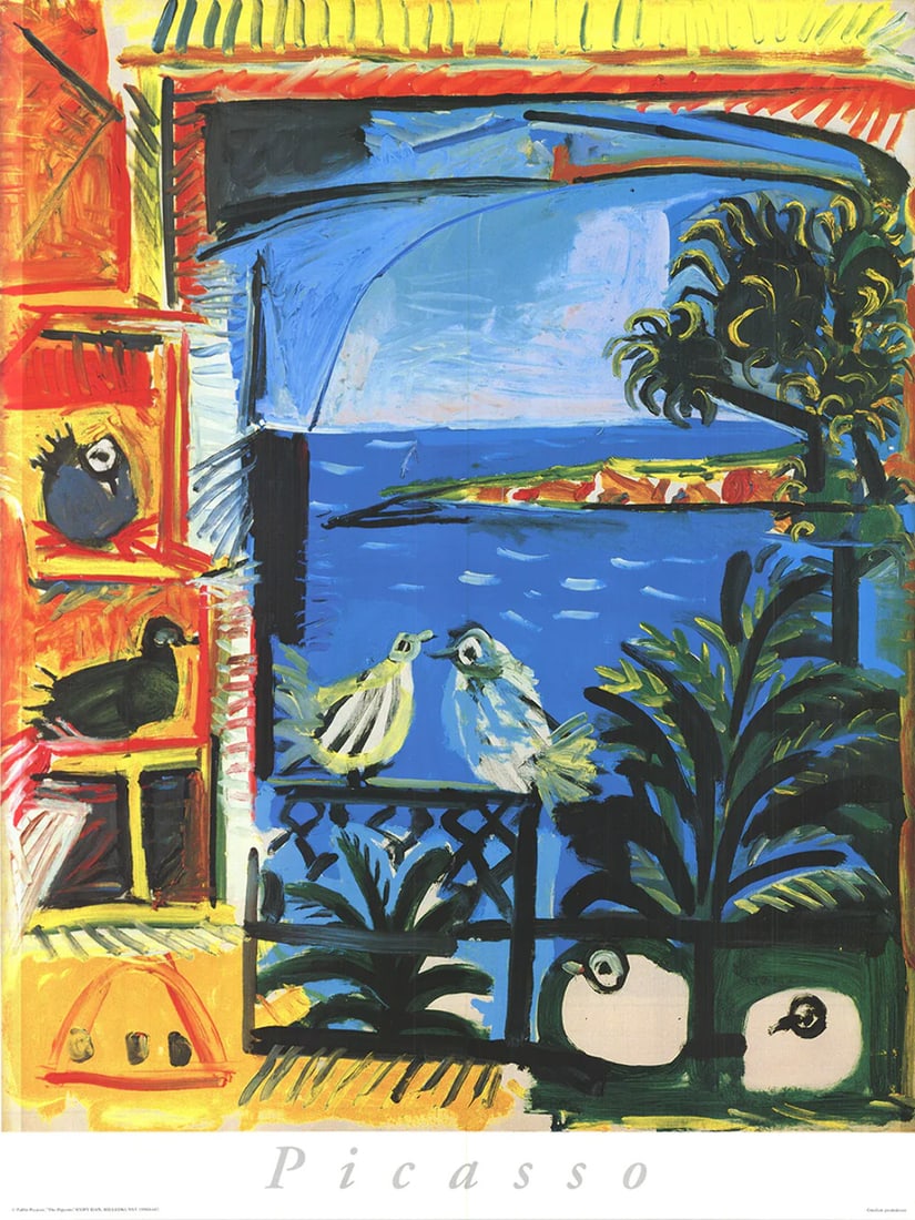 PABLO PICASSO The Pigeons 47.25" x 35.5" Offset Lithograph 1995 Impressionism & (1 of 4)