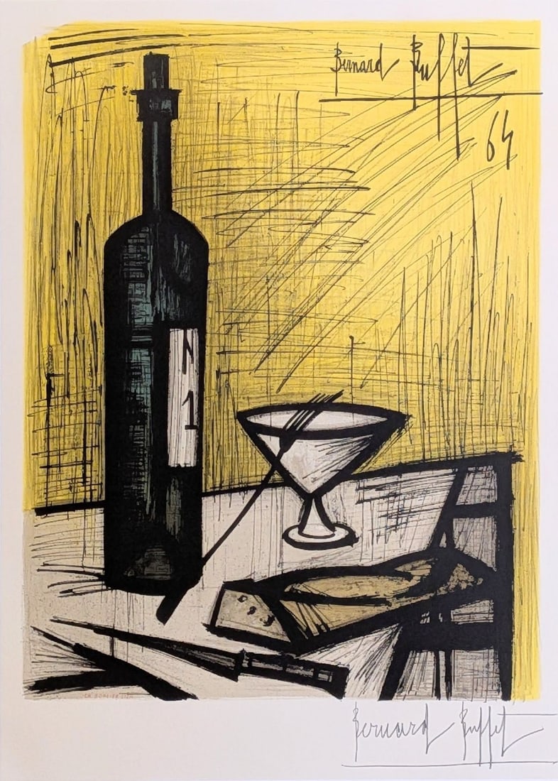 Bread Authentic Signed 1964 ED500 Framed Lithograph Buffet Wine - 3