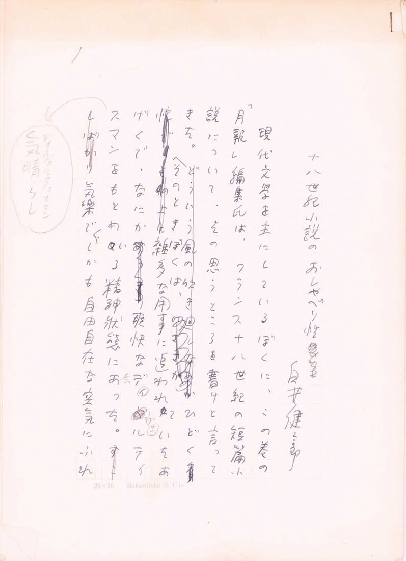 Handwritten manuscript of 18th century novels theory by Kenzaburo Shirai: Handwritten manuscript of 18th century novels theory by Kenzaburo Shirai Item Specifics: Artist: Kenzaburo Shirai Subject: Literary Criticism Material: Paper Style: Japanese Year Of Production: 2010 P