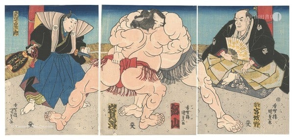Edo Period Sumo Utagawa Kunisada Japanese Woodblock Print 1843 1847: Edo Period Sumo Utagawa Kunisada Japanese Woodblock Print 1843 1847 Item Specifics: Artist: Utagawa Kunisada I Subject: Sumo Wrestling Material: Washi Paper Style: Japanese Year Of Production: 1843 Pr