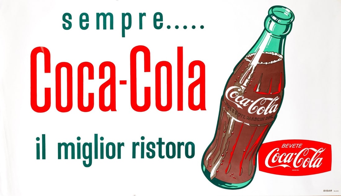 Sempre Coca-Cola Il Miglior Ristoro Original 1961 Italian Poster Sisar Milano: Sempre Coca-Cola Il Miglior Ristoro Original 1961 Italian Poster Sisar Milano Item Specifics: Unit Of Sale: Single Piece Size: Large Date Of Creation: 1961 Material: Canvas Paper Certificate Of