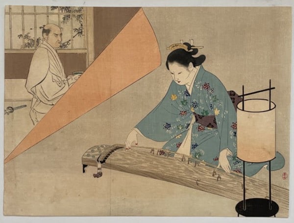 Meiji Era Mizuno Toshikata Original Woodblock Print 1899 Kuchi e Kyokusui: Meiji Era Mizuno Toshikata Original Woodblock Print 1899 Kuchi e Kyokusui Item Specifics: Artist: Mizuno Toshikata Subject: Kuchi-e Frontispiece Material: Paper Style: Japanese Size: 22.2 x 30.3 cm Ye