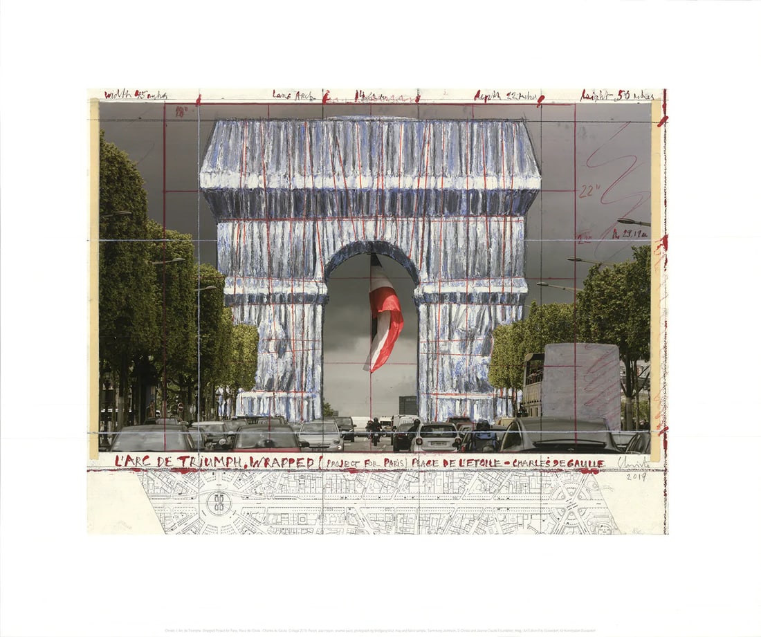 CHRISTO L'Arc de Triomphe Project for Paris 24" x 29" Offse Wrapped Javacheff (1 of 14)