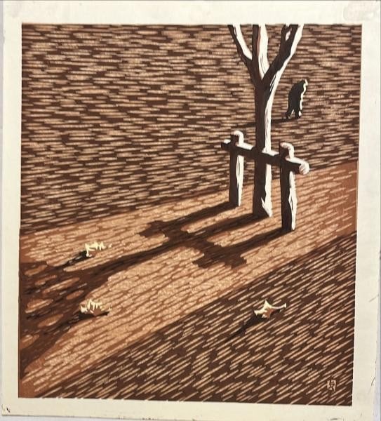 Woodblock print Sadao Abe Kage self printed Sosaku Hanga Art (1 of 2)