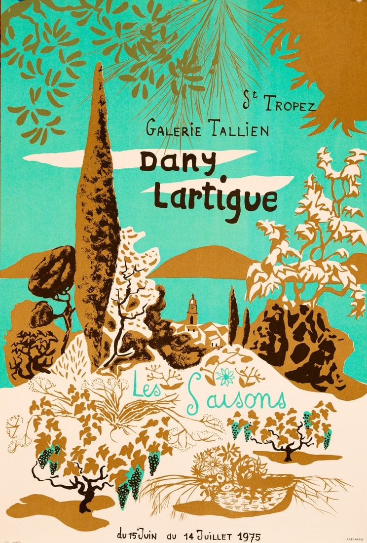 Les Saisons Galerie Tallien, St Tropez Travel Poster Dany Lartigue 1975: Les Saisons Galerie Tallien, St Tropez Travel Poster Dany Lartigue 1975 Item Specifics: Unit Of Sale: Single Piece Artist: Dany Lartigue Size: Medium Date Of Creation: 1975 Region Of Origin: south of 