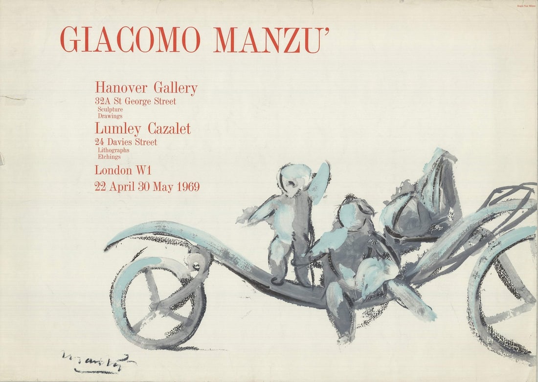 GIACOMO MANZU Hanover Gallery 24" x 33.75" Lithograph 1969 (1 of 4)