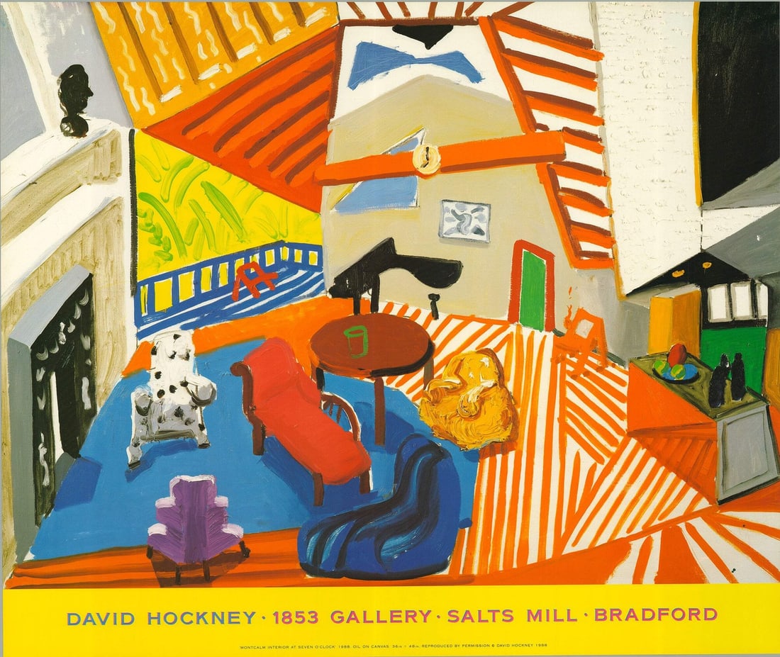 HOCKNEY DAVID Montcalm Interior Seven O'Clock Offset Lithograph 27.75" x 33 (1 of 4)