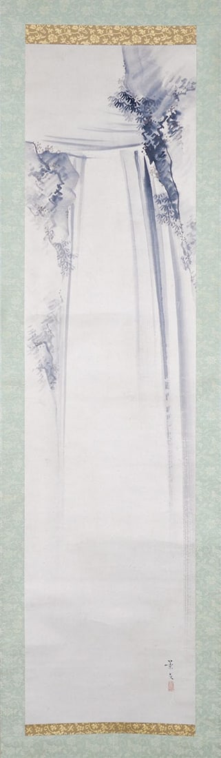 Antique Japanese Hanging Scroll Matsumura Keibun Waterfall Shijo School Kakejiku (1 of 2)