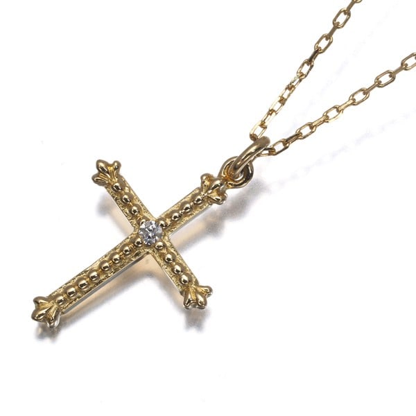 Ahkah Necklace Diamond Cleocross 18K 750 Yellow Gold: Ahkah Necklace Diamond Cleocross 18K 750 Yellow Gold 18K yellow gold Cleocross necklace features a natural diamond pendant, carefully crafted into a striking design. The 1.8g necklace boasts a 16.4 x