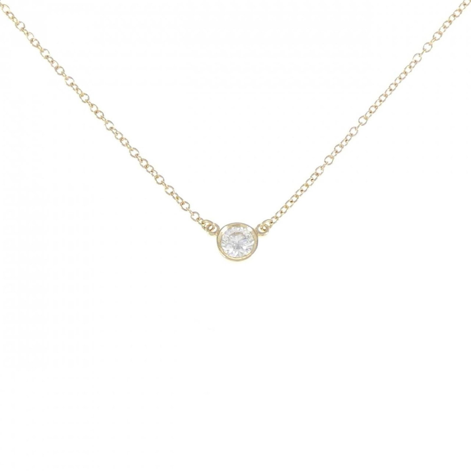 TIFFANY Yellow Gold (18K): TIFFANY Yellow Gold (18K) Tiffany Yellow Gold (18K) Necklace features a 1.7g diamond set in 18K yellow gold, with a 41 cm circumference and 4.8mm diameter. The necklace is gently used with minor