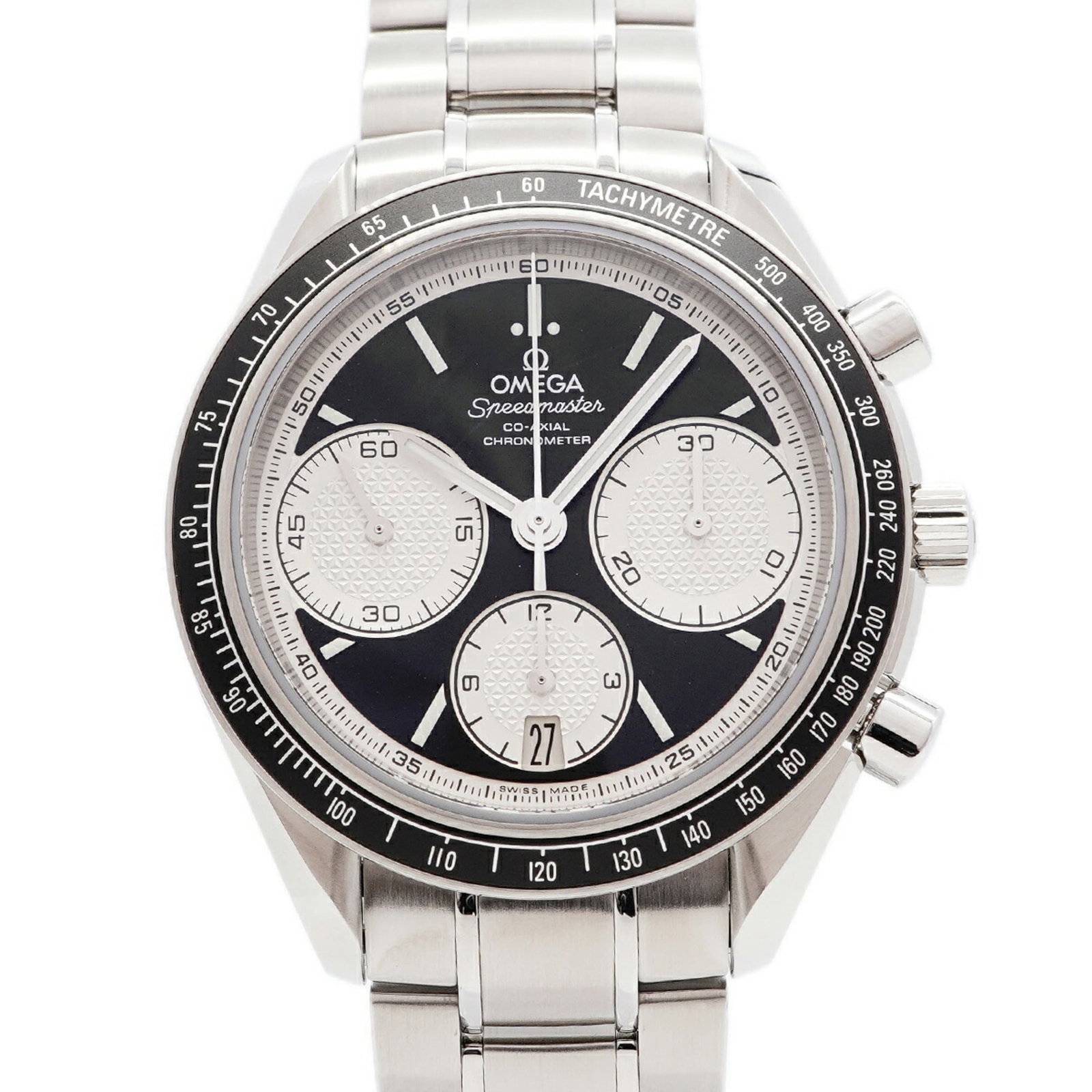 OMEGA Wristwatch Stainless Steel: OMEGA Wristwatch Stainless Steel Stainless steel band and black dial make for a sleek and timeless design. This Omega wristwatch features a self-winding automatic movement and a 40mm case diameter, pe