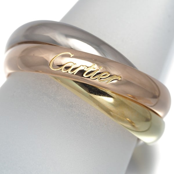 Cartier Ring Trinity 3Color Classic Eu52 18K 750 Yellow White Rose Gold: Cartier Ring Trinity 3Color Classic Eu52 18K 750 Yellow White Rose Gold Cartier's iconic Trinity ring is a timeless masterpiece, showcasing three distinct colors of gold in a classic design. This 18k