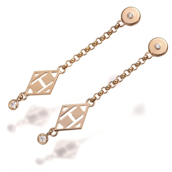 Hermes Earrings Diamond Gambade 18K 750 Rose Gold: Hermes Earrings Diamond Gambade 18K 750 Rose Gold 18k Rose Gold Diamond Gambade Earrings Drop / Dangle Style. Featuring a natural diamond with a carat weight unmarked, these 18K rose gold earrings sho