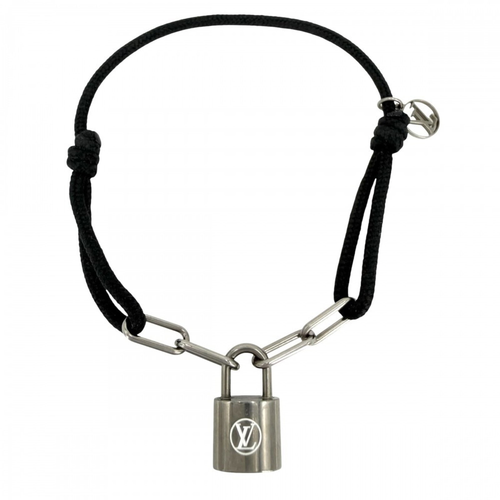 LOUIS VUITTON Charm Bracelet Black Silver: LOUIS VUITTON Charm Bracelet Black Silver Black Silver Charm Bracelet from Louis Vuitton, 19cm in length, with minor signs of wear, including small scratches or light marks. This gently used charm