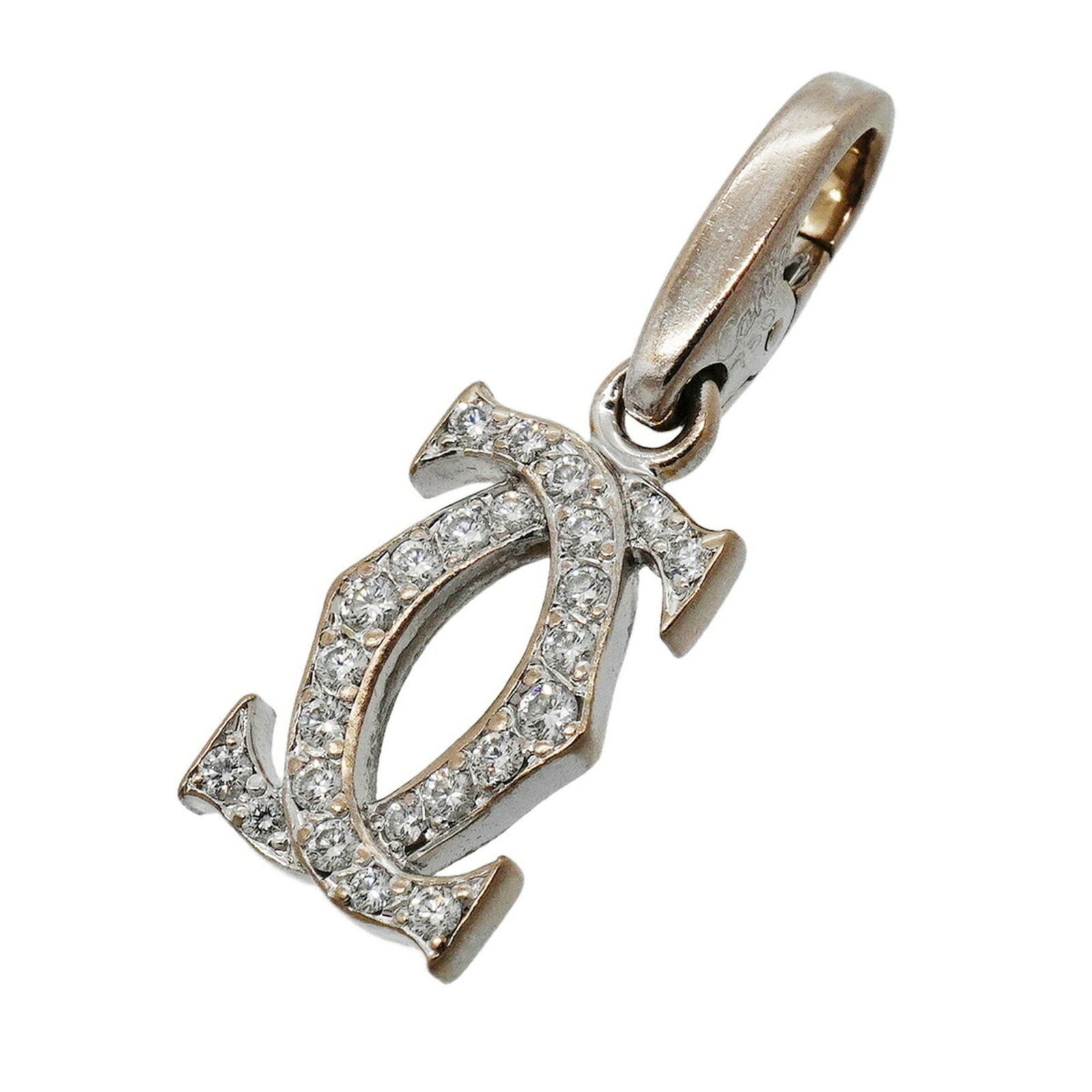CARTIER White Gold (18K): CARTIER White Gold (18K) Cartier White Gold (18K) Pendant Necklace - A 25.1mm x 8.5mm diamond pendant in 18K white gold, bearing visible signs of wear and scratches, is up for auction. This Cartier ne