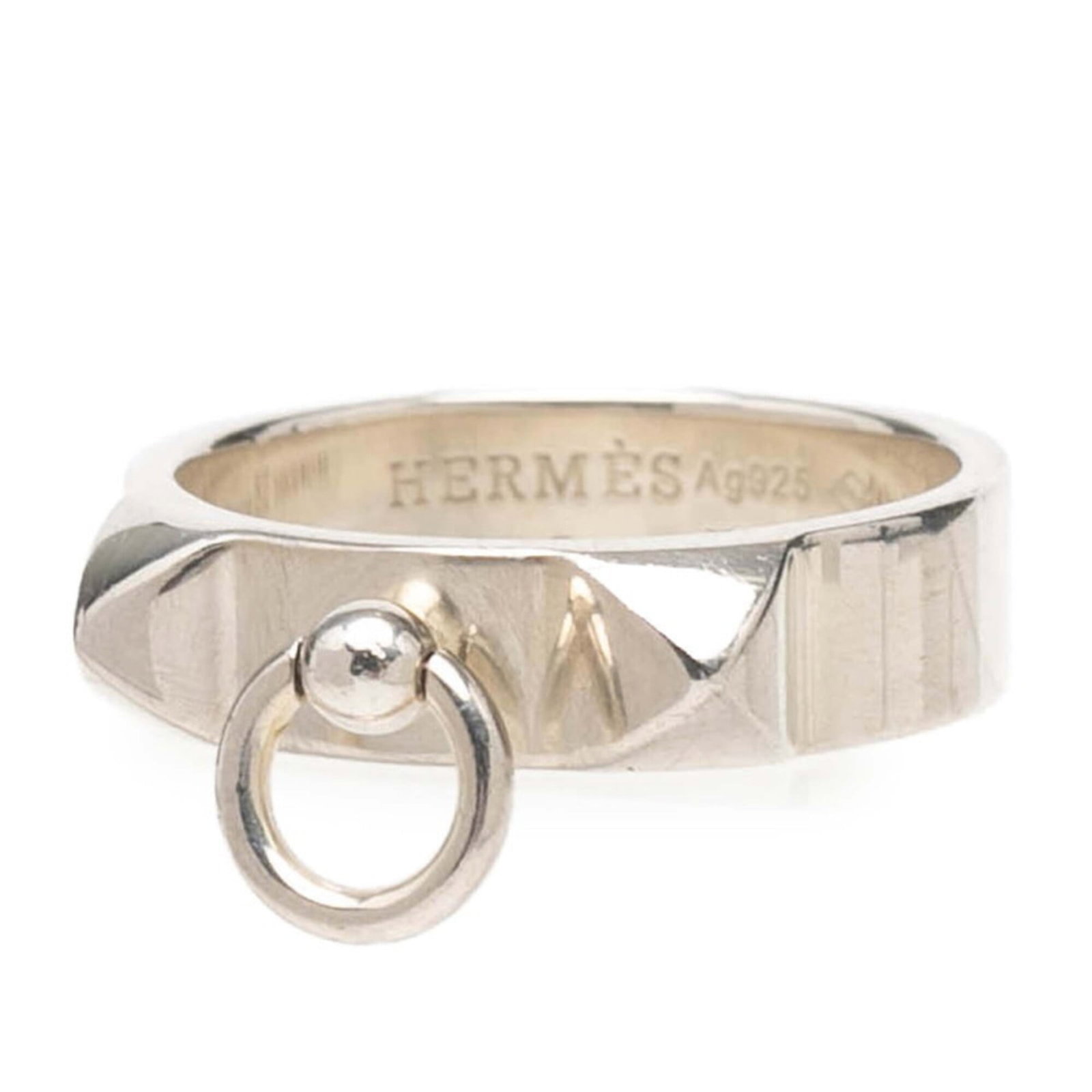 HERMES Band Ring Silver 925: HERMES Band Ring Silver 925 Silver 925 band ring from Hermes features a sleek design, made from high-quality sterling silver. With a US size 6.5, this band ring is suitable for women who prefer a comf