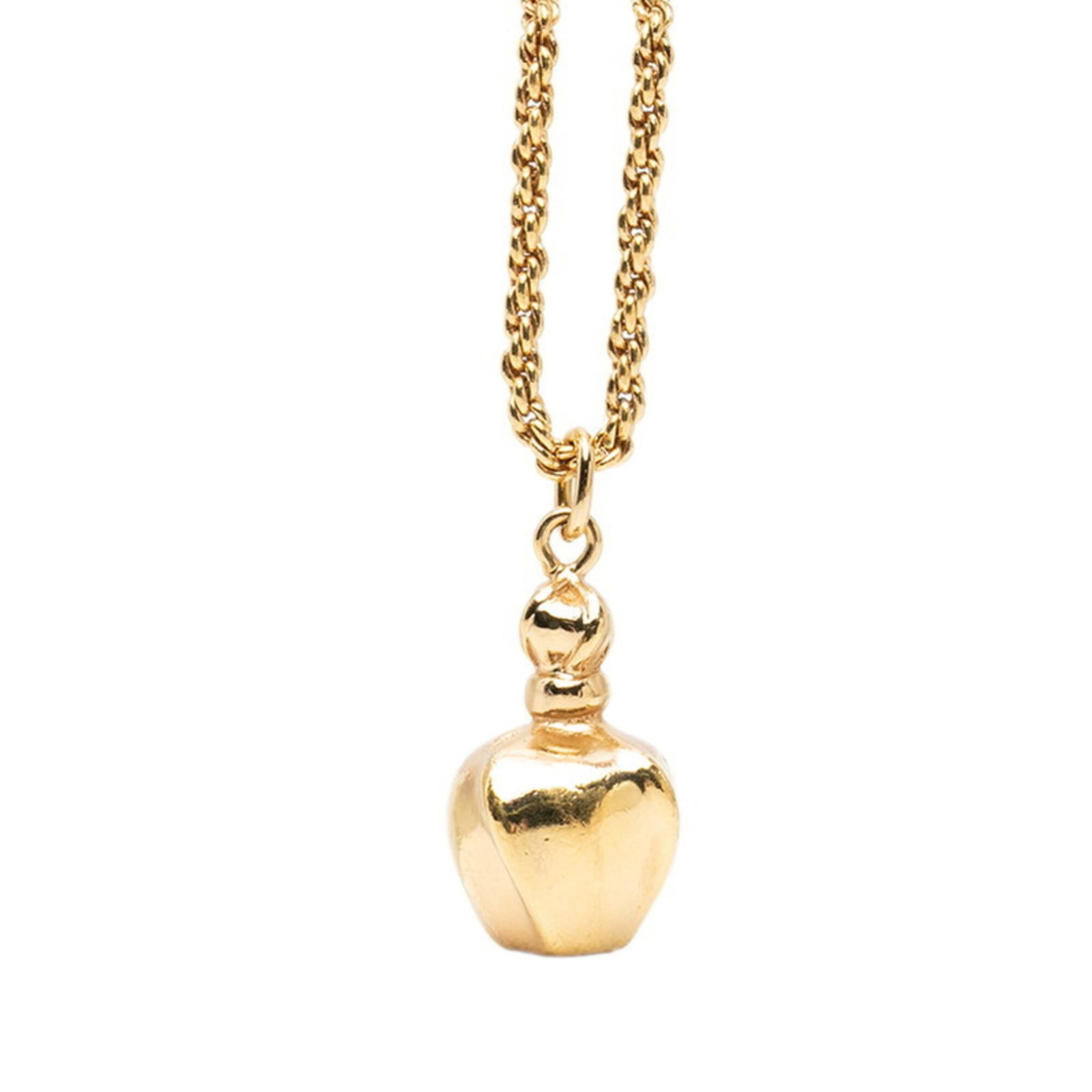 CHRISTIAN DIOR Gold: CHRISTIAN DIOR Gold Gold necklace from Christian Dior, featuring a 12.1mm x 23.2mm pendant with a 45 cm / 17.71'' adjustable neck circumference, bearing a visible signature. The item has scratches,