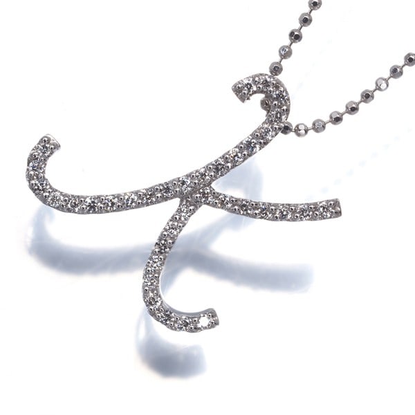 Ginza Tanaka Necklace Diamond 0.19Ct Initial Alphabet K 18K Wg: Ginza Tanaka Necklace Diamond 0.19Ct Initial Alphabet K 18K Wg The GINZA TANAKA Necklace features a 0.19ct diamond pendant, set in 18k white gold, with an adjustable 45cm length and an extender for a