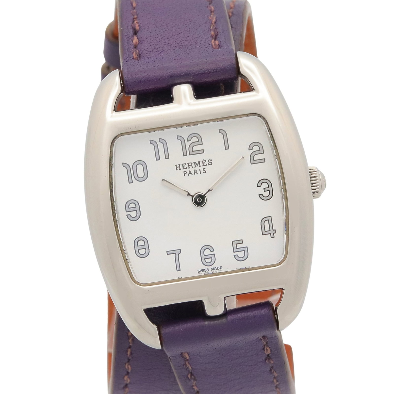 HERMES Wristwatch Stainless Steel: HERMES Wristwatch Stainless Steel Stainless steel case and leather band make this Hermes wristwatch a stylish and durable accessory. The white quartz movement keeps time with precision, while the 26.5