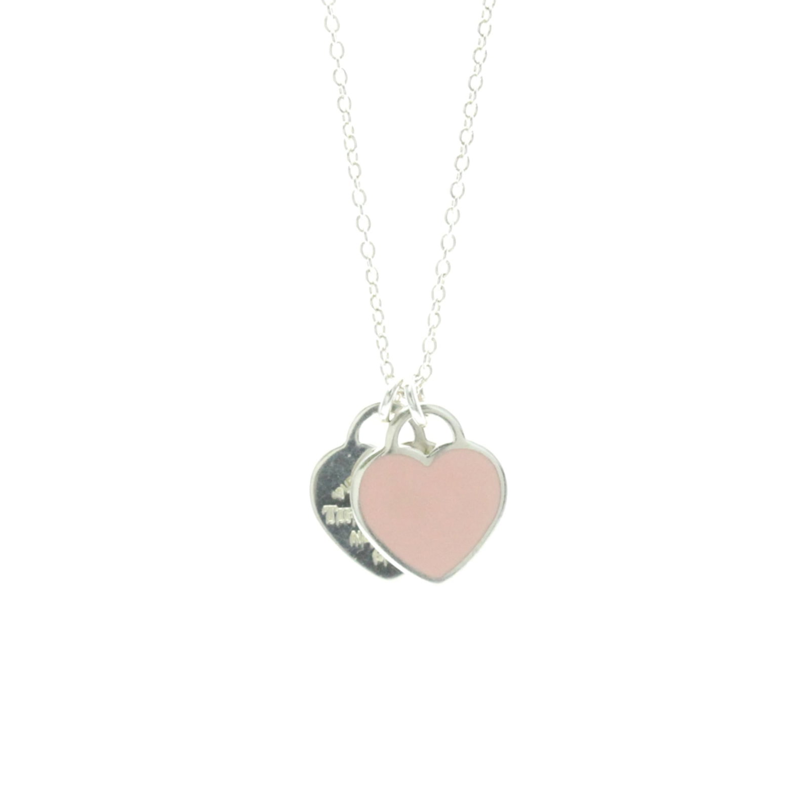 TIFFANY Silver 925: TIFFANY Silver 925 Silver 925 Tiffany Necklace Pendant. This 40cm pendant necklace features a 12mm x 10mm silver pendant, weighing 2.7g, with visible scratches and scuffs from previous use. In good