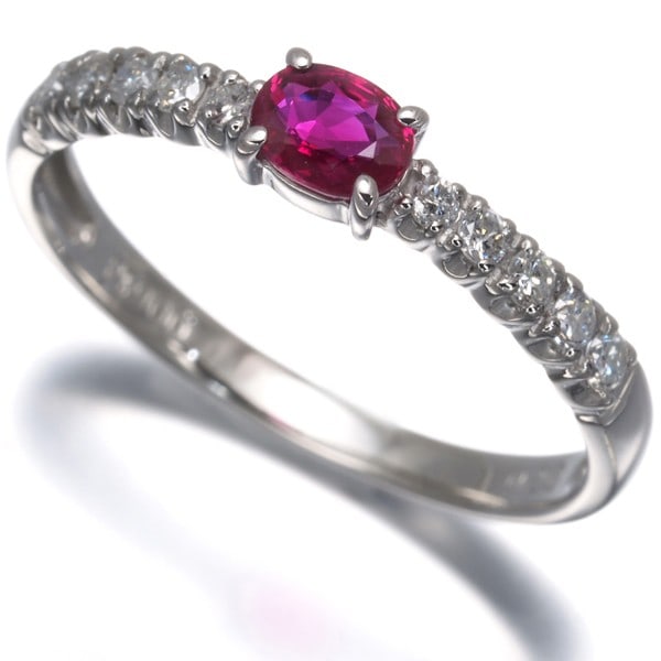 Ruby 0.20Ct Diamond Ring 900 Platinum (1 of 7)
