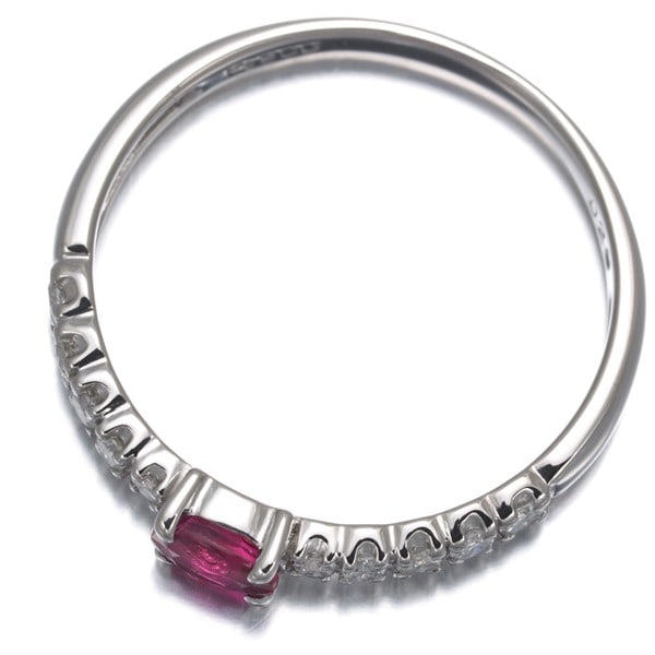 Ruby 0.20Ct Diamond Ring 900 Platinum - 4