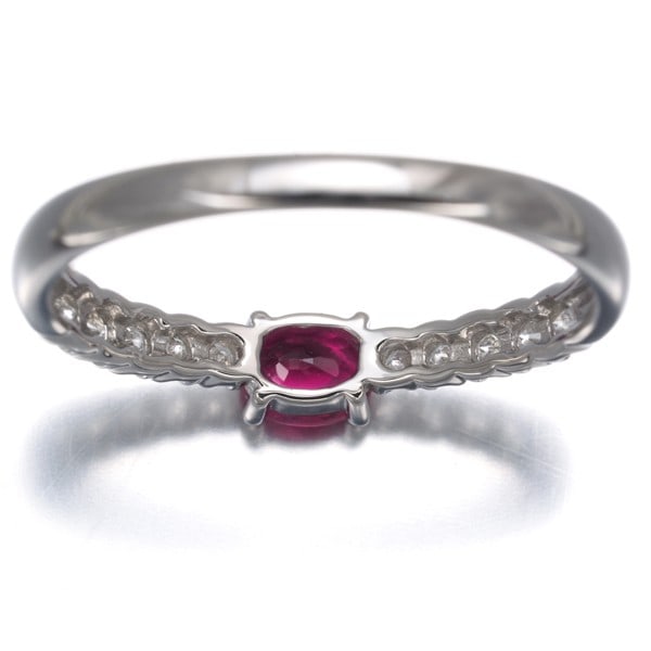 Ruby 0.20Ct Diamond Ring 900 Platinum - 5