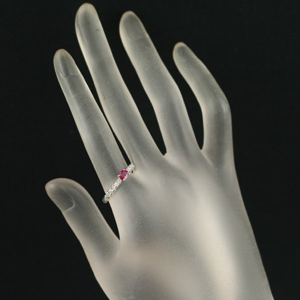 Ruby 0.20Ct Diamond Ring 900 Platinum - 7