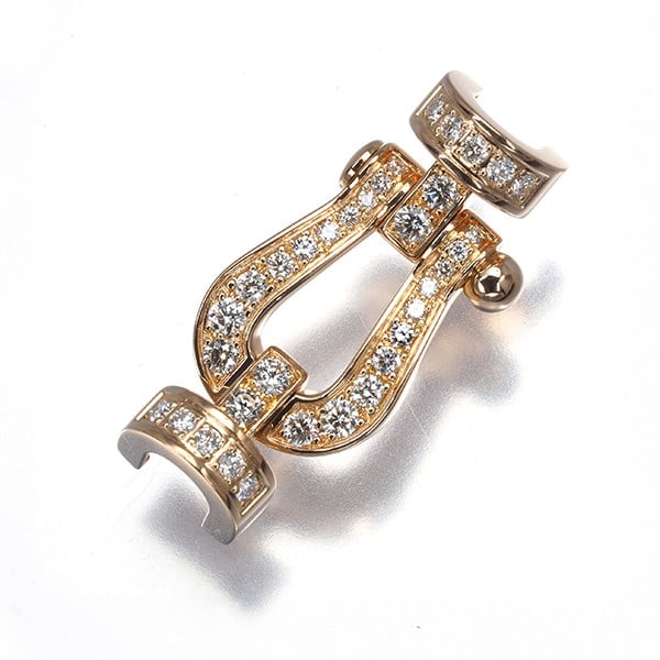 Fred Buckle For Bracelet Diamond Force 10 Mm Full 18K 750 Rose Gold: Fred Buckle For Bracelet Diamond Force 10 Mm Full 18K 750 Rose Gold Rose gold 18K 750 buckle for bracelet diamond, 10mm in diameter, full setting, 3.2g weight, 20.2 x 9.6mm design size. The diamond
