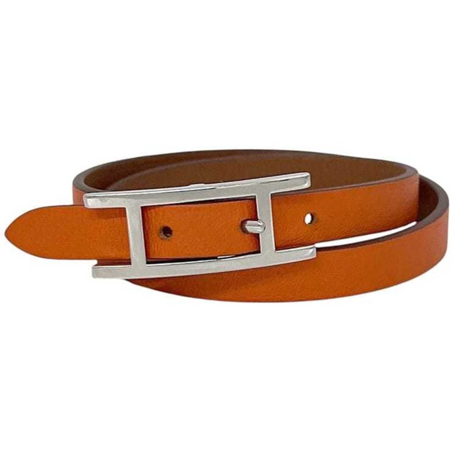 HERMES Charm Bracelet Leather Swift Leather: HERMES Charm Bracelet Leather Swift Leather Brown and Orange Swift Leather Charm Bracelet from Hermes. This gently used charm bracelet features high-quality leather and swift leather details,