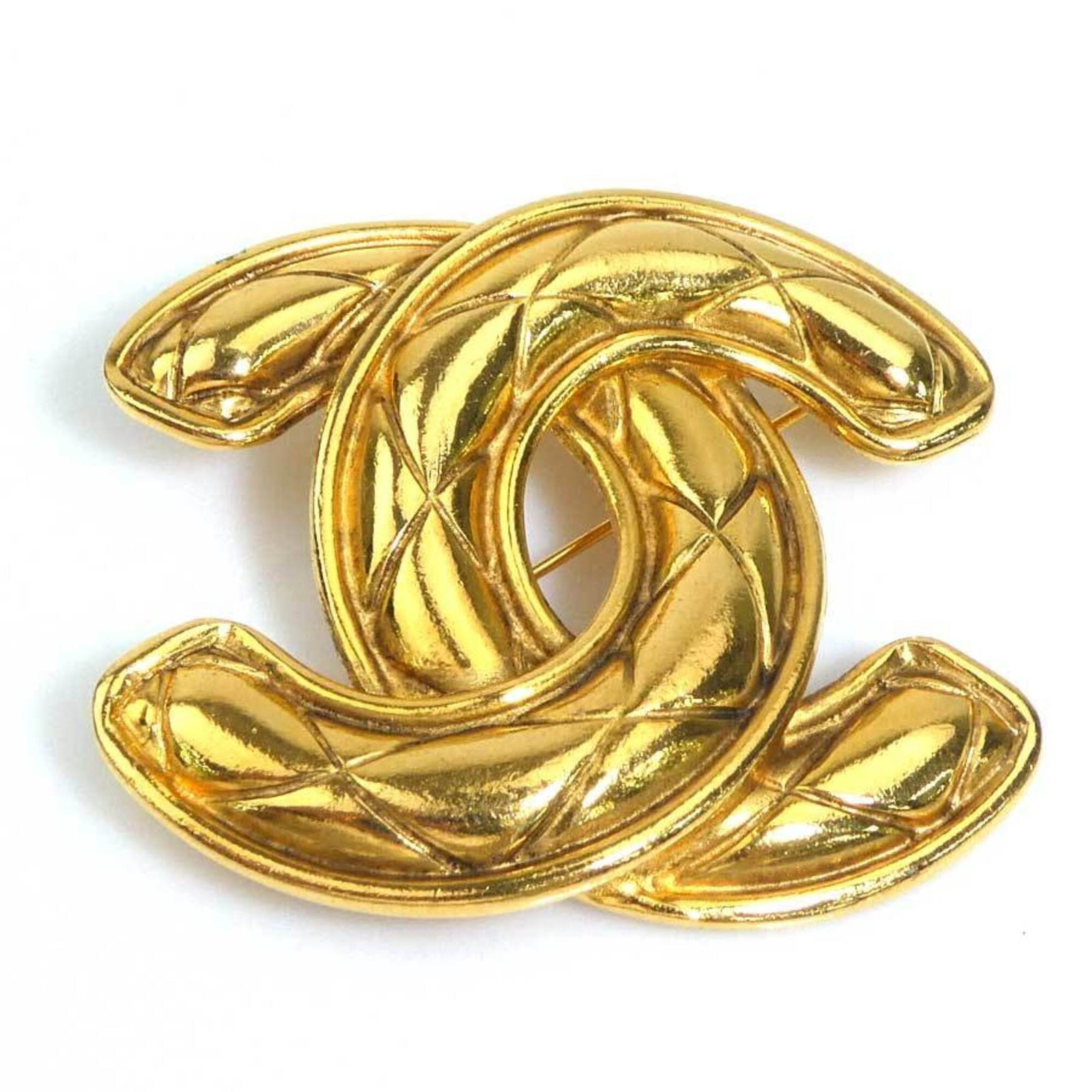 CHANEL Brooch Metal: CHANEL Brooch Metal Gold Chanel Brooch, 5cm x 6cm, bears a signature. This metal brooch is from the French fashion house Chanel and features a gold finish. Item Specifics: Brand: Chanel Country of Ori