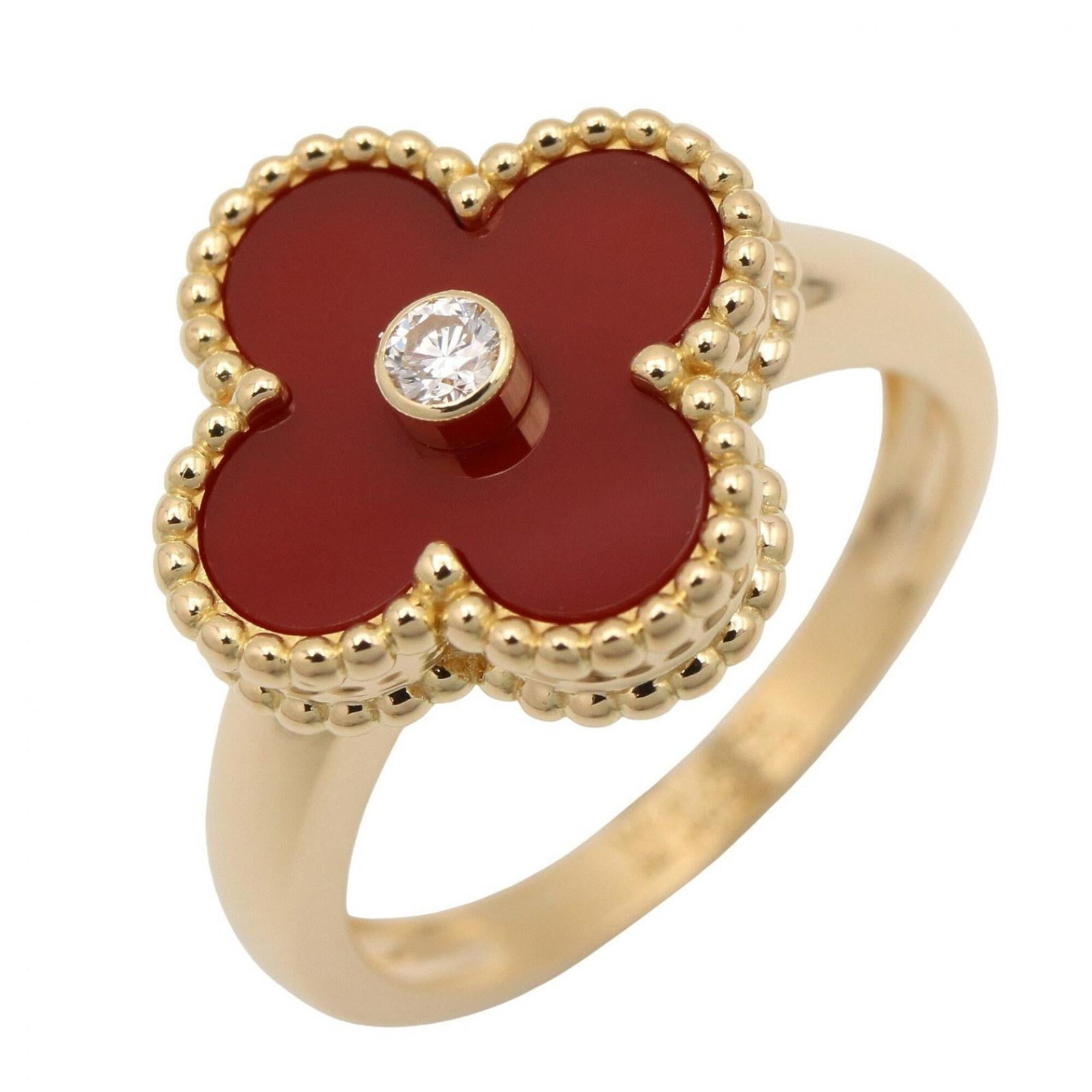 VAN CLEEF & ARPELS Band Ring Yellow Gold (18K): VAN CLEEF & ARPELS Band Ring Yellow Gold (18K) Yellow gold (18K) band ring from Van Cleef & Arpels, featuring a clear, gold, and red color combination. This 18K yellow gold band ring is in like new