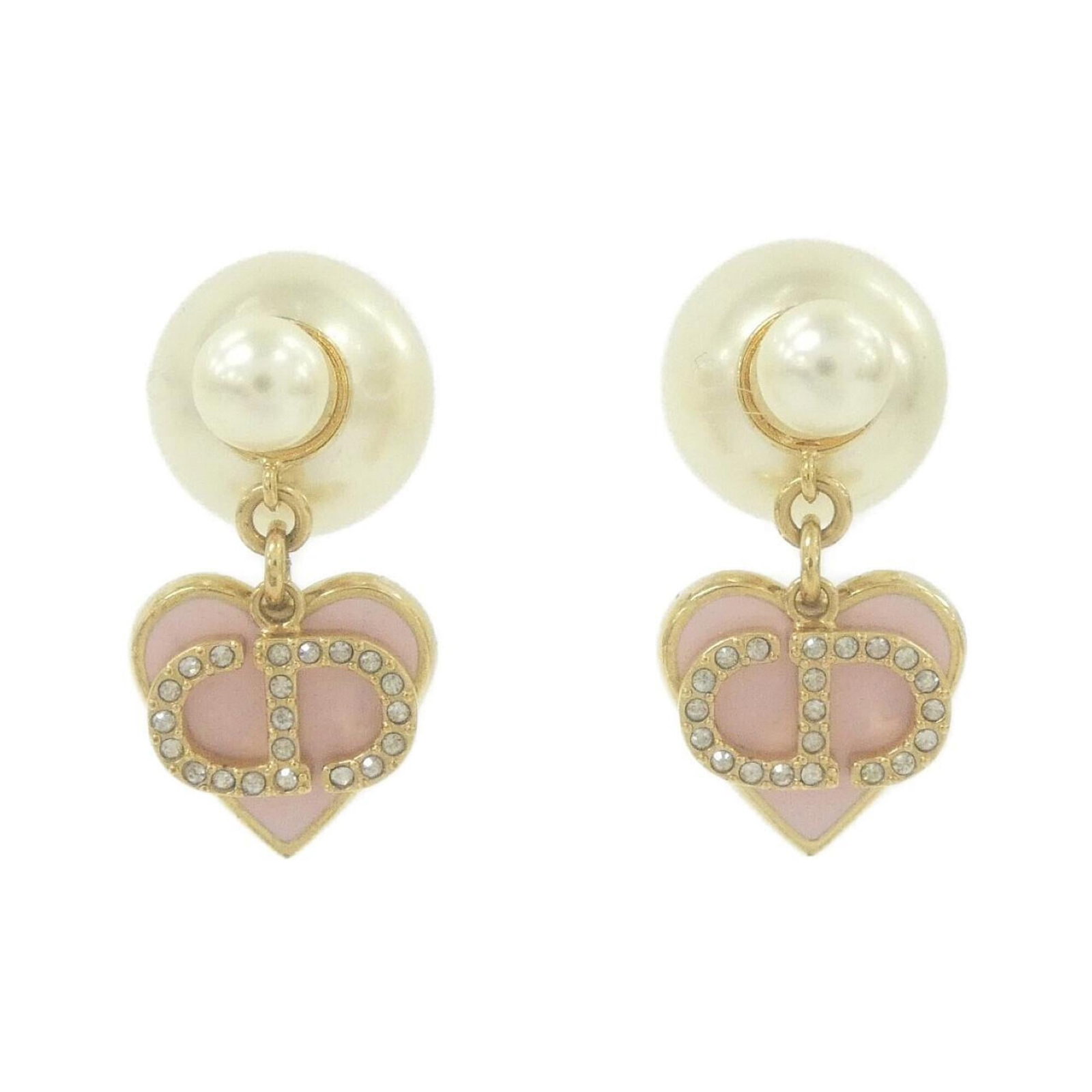 CHRISTIAN DIOR Stud Earrings Clear Pink White: CHRISTIAN DIOR Stud Earrings Clear Pink White Stud earrings featuring a clear pink and white design from Christian Dior, with a subtle sparkle. The earrings are made from high-quality materials and ha