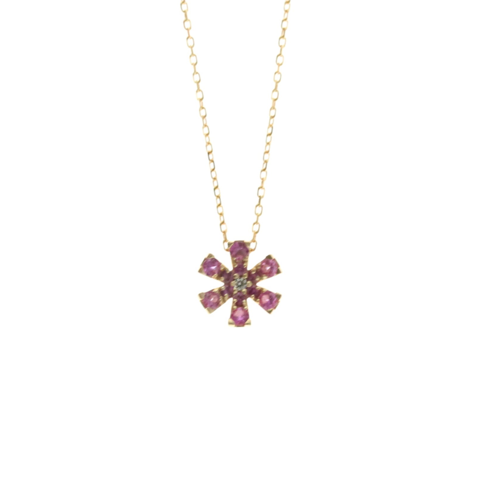 PONTE VECCHIO Pink Gold (18K): PONTE VECCHIO Pink Gold (18K) Ponte Vecchio Pink Gold (18K) necklace features a 2g pink gold (18K) pendant with a 8mm x 8mm color stone, set in a stylish pendant necklace. The necklace has a 36.5 cm