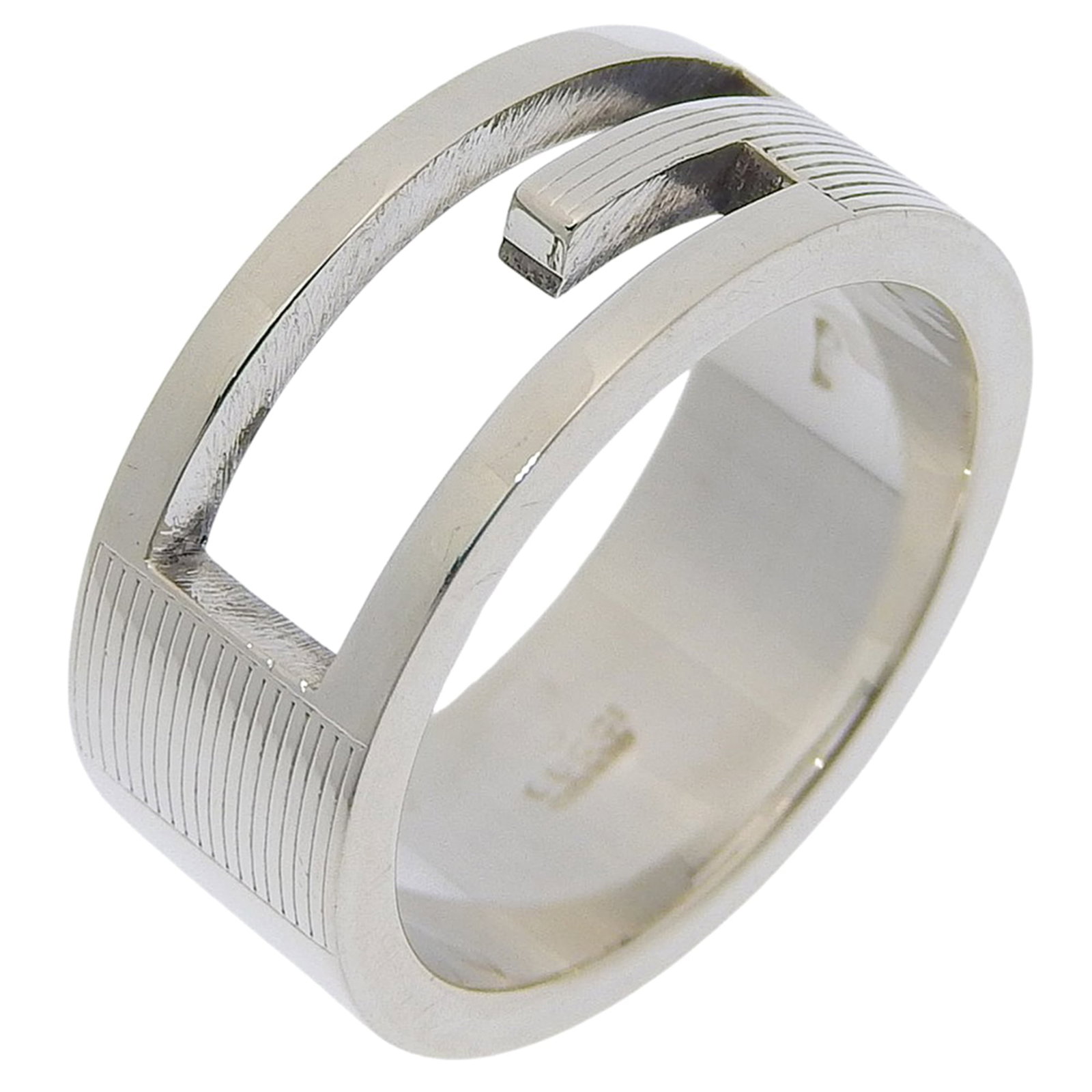 GUCCI Band Ring: GUCCI Band Ring Silver925 Gucci Band Ring for sale. This unisex band ring features a silver925 metal construction with a 8mm width and 17mm inner diameter, making it a stylish accessory for everyday