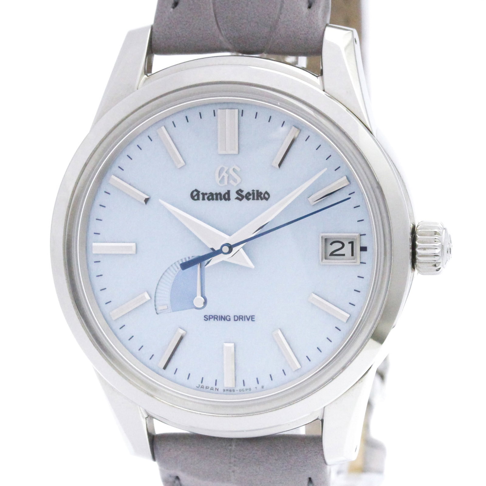 SEIKO Wristwatch Stainless Steel: SEIKO Wristwatch Stainless Steel Stainless steel case and leather band make this Seiko Grand Seiko watch a stylish and durable choice. The blue dial adds a touch of sophistication, while the spring
