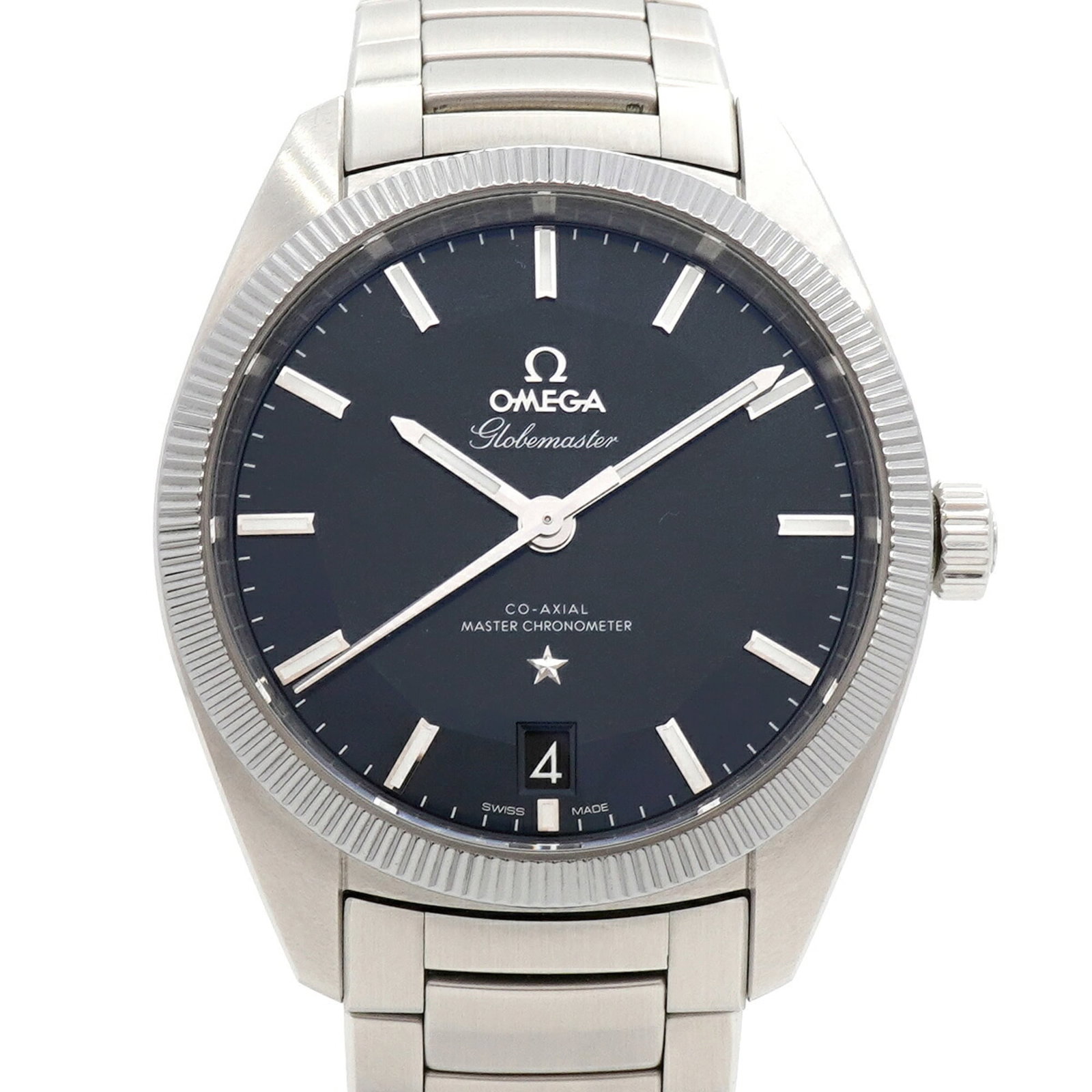 OMEGA Wristwatch Stainless Steel: OMEGA Wristwatch Stainless Steel Stainless steel band and blue dial make this Omega wristwatch a stylish accessory. With its self-winding automatic movement and 38.7mm case diameter, it's a functional