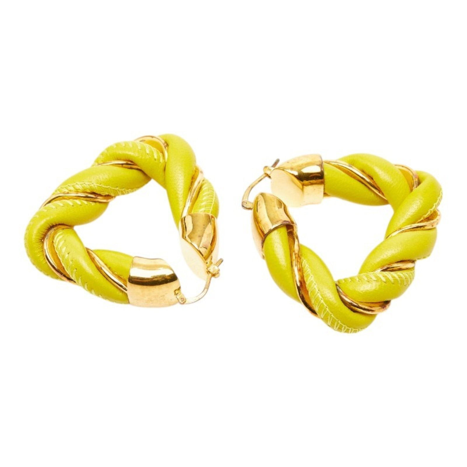 BOTTEGA VENETA Hoop Earrings Leather Silver 925: BOTTEGA VENETA Hoop Earrings Leather Silver 925 BOTTEGA VENETA Hoop Earrings Leather Silver 925 - A statement piece with a unique blend of gold leather and silver 925 details, these hoop earrings show