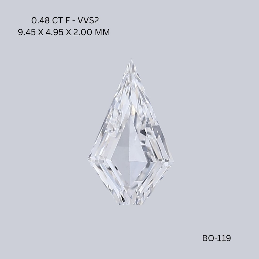 Kite 0.48ct F VVS2 - Loose Natural Diamond: Kite 0.48ct F VVS2 - Loose Natural Diamond 0.48ct F VVS2 - Loose Natural Diamond Kite is a stunning natural diamond with exceptional clarity and color. Its VVS2 clarity and F color grade make it a