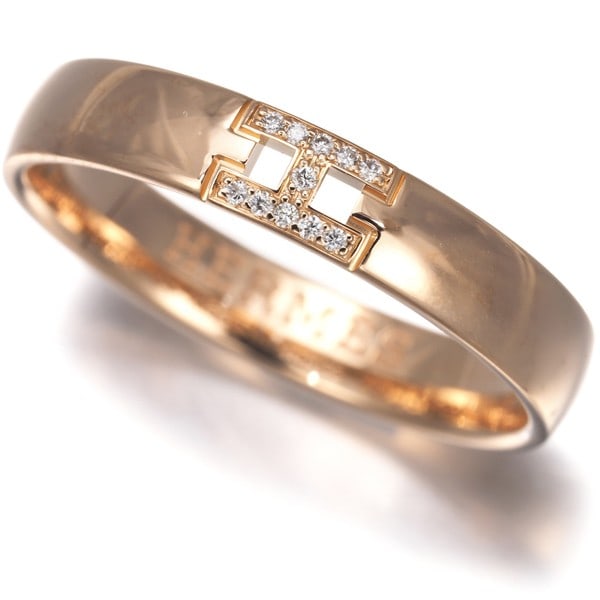 Hermes Ring Diamond Everherakles Eu54 18K 750 Rose Gold: Hermes Ring Diamond Everherakles Eu54 18K 750 Rose Gold 18k rose gold band adorned with a natural diamond, part of the Ever Herakles collection by Hermes. The ring boasts a classic design with a 3.6mm