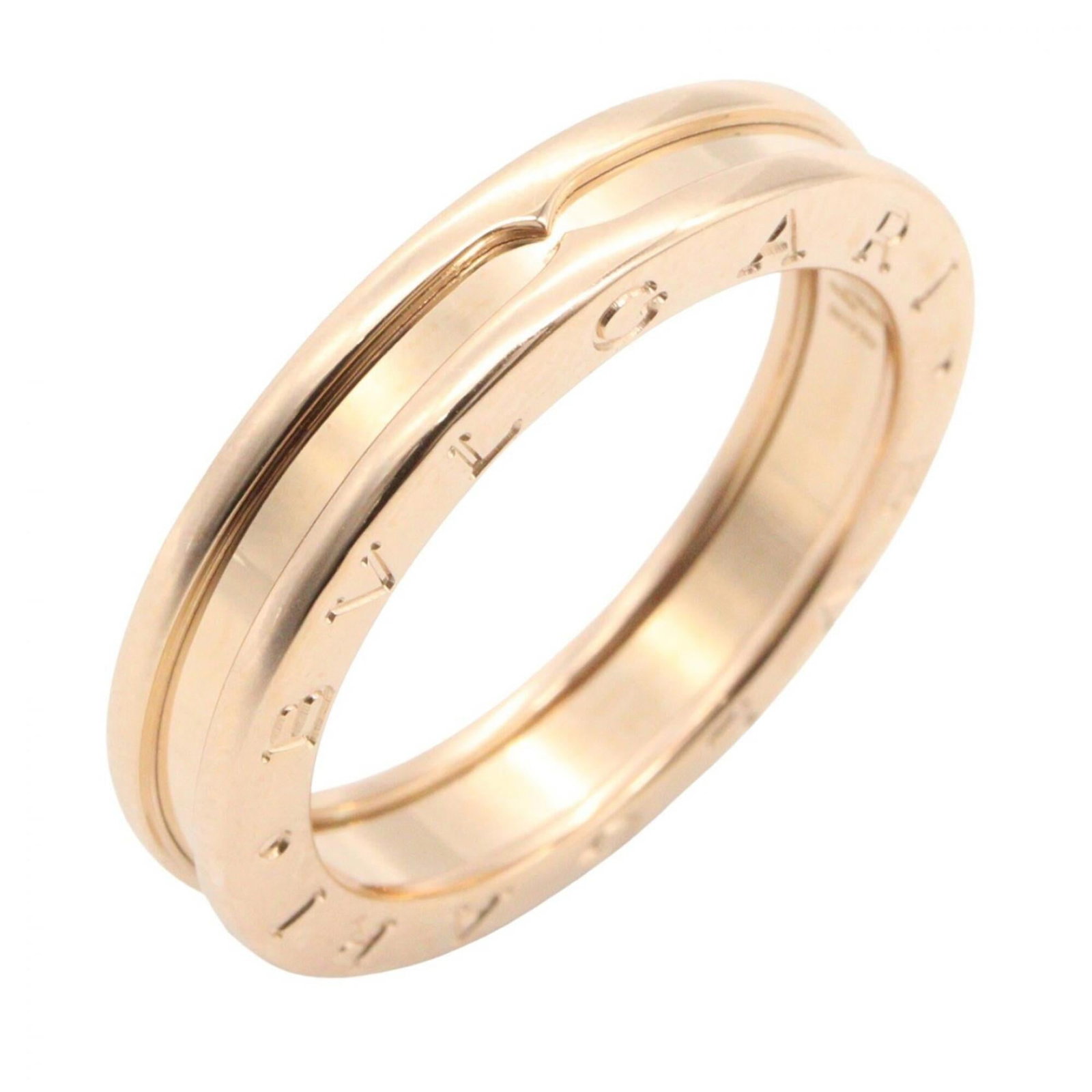 BVLGARI Band Ring Pink Gold (18K): BVLGARI Band Ring Pink Gold (18K) Pink gold (18K) BVLGARI Band Ring, a delicate and elegant accessory, is available for purchase. This gently used band ring features minor signs of wear, including