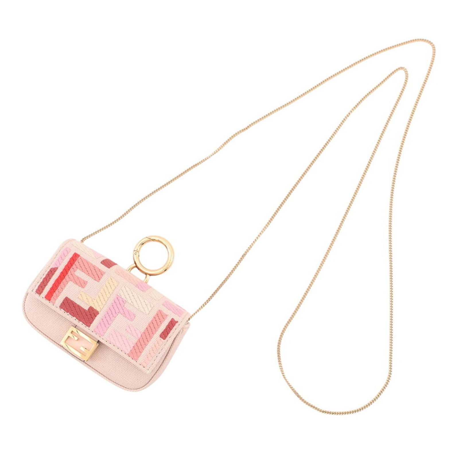 FENDI Handbag Charm Canvas: FENDI Handbag Charm Canvas Canvas charm from Fendi, a pink handbag accessory from Italy, measures 70mm x 110mm x 20mm. In like new condition with no visible wear, it functions as a new charm. This