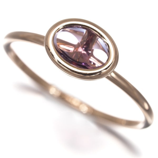 Hermes Ring Amethyst Eu53 18K 750 Rose Gold: Hermes Ring Amethyst Eu53 18K 750 Rose Gold 18k rose gold ring featuring a natural amethyst stone, crafted with attention to detail. The ring boasts a classic design with a slender profile and a