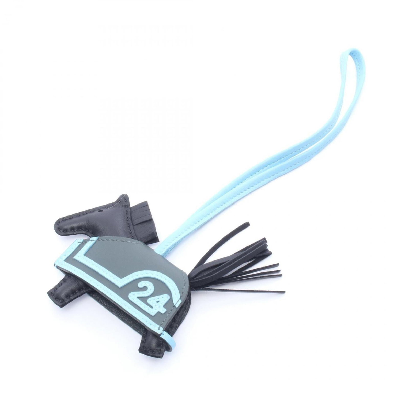 HERMES Handbag Charm Agneau Milo Swift Leather: HERMES Handbag Charm Agneau Milo Swift Leather Agneau Milo Swift Leather Handbag Charm from Hermes, featuring a sleek black, blue, or green finish, with minor signs of wear and small scratches or