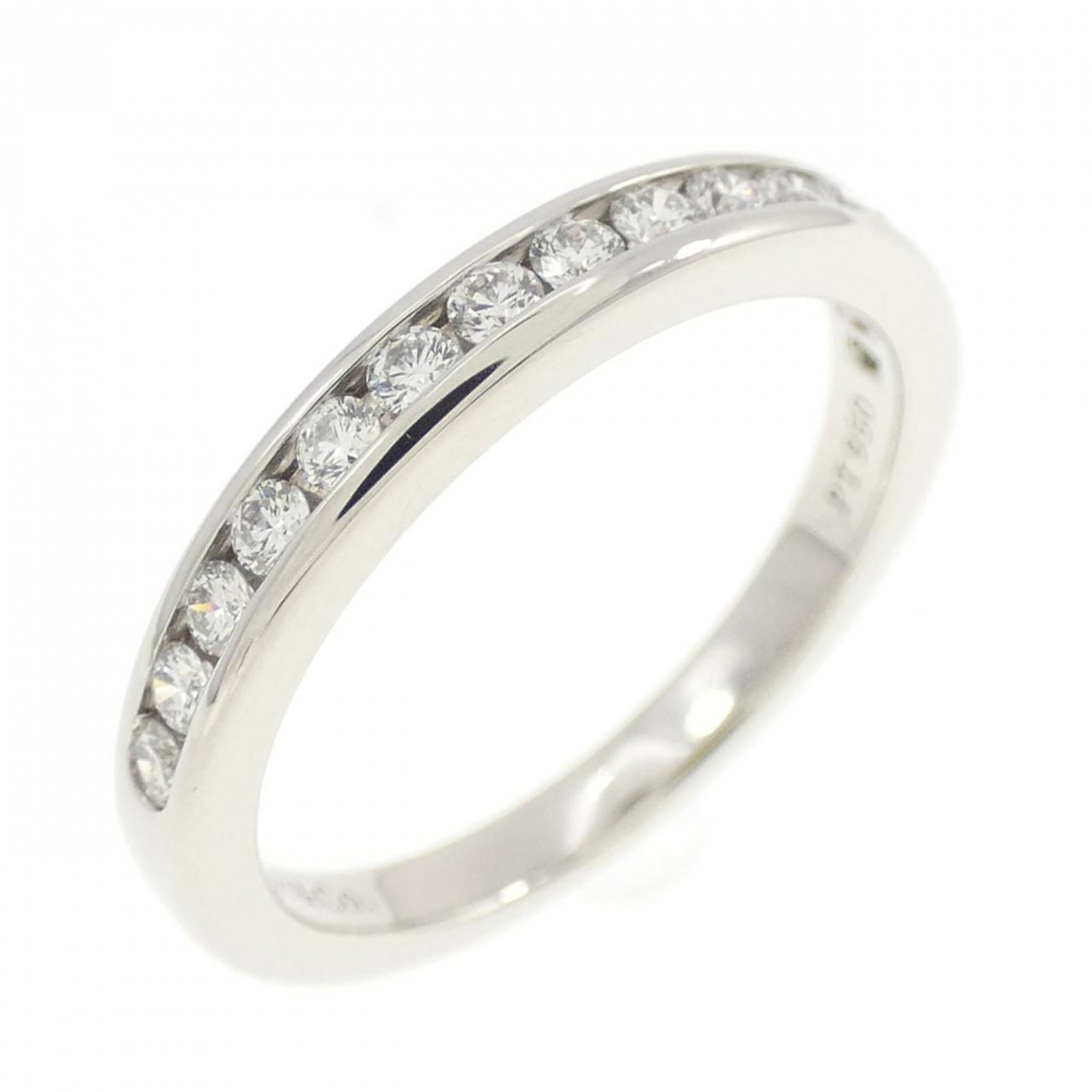TIFFANY Band Ring Platinum: TIFFANY Band Ring Platinum Platinum band ring from Tiffany, featuring a diamond stone and a sleek 2.6mm width, available in US size 5. Gently used with minor signs of wear, this ring is in very good c