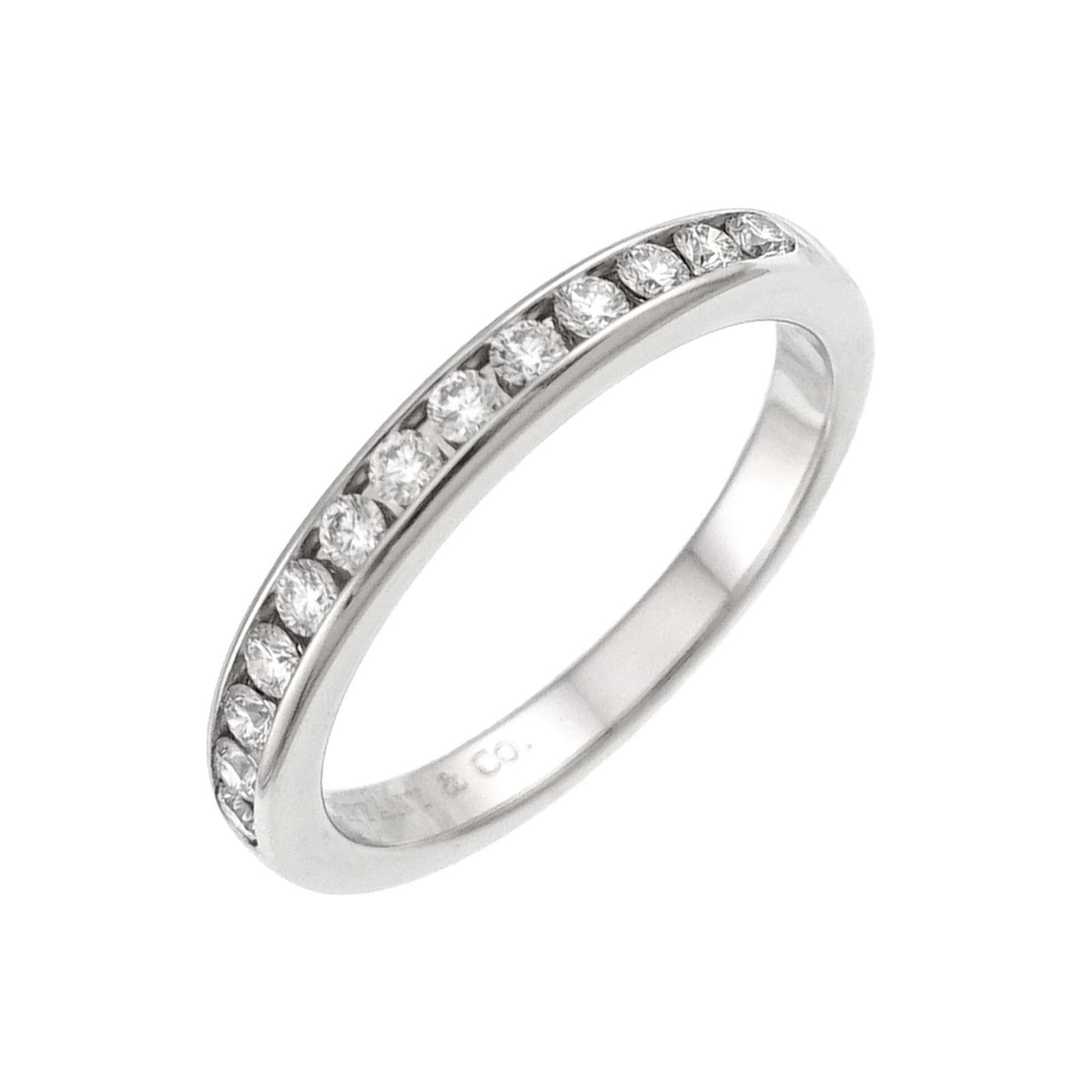 TIFFANY Band Ring Platinum 950: TIFFANY Band Ring Platinum 950 Platinum 950 construction provides exceptional durability and a luxurious feel. This Tiffany band ring features a sleek, silver design with a subtle shine. In like new