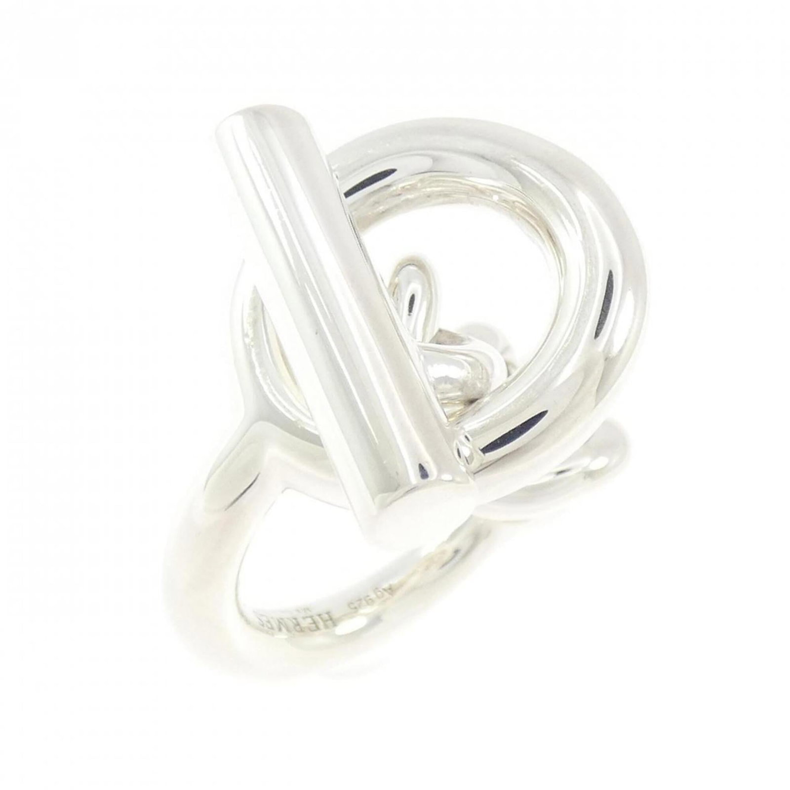 HERMES Band Ring Silver 925: HERMES Band Ring Silver 925 Silver 925 band ring from Hermes, featuring a sleek and modern design. Made from high-quality silver, this ring is both durable and elegant, with a 49 US size that fits