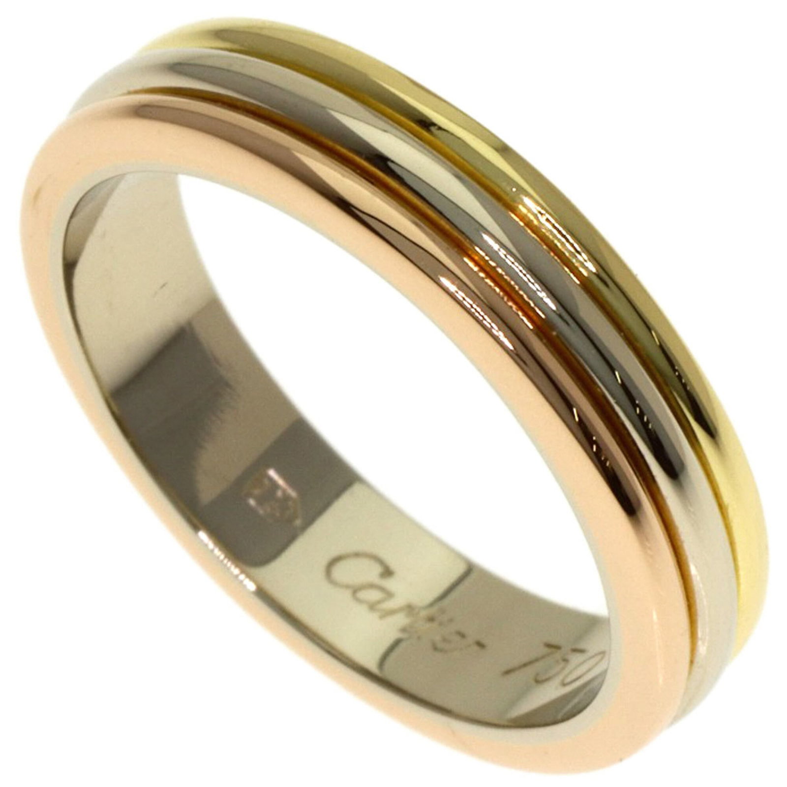 CARTIER Band Ring Pink Gold (18K) White Gold (18K) Yellow Gold (18K): CARTIER Band Ring Pink Gold (18K) White Gold (18K) Yellow Gold (18K) Pink gold, white gold, and yellow gold come together in this elegant Cartier band ring, offering a unique blend of classic style