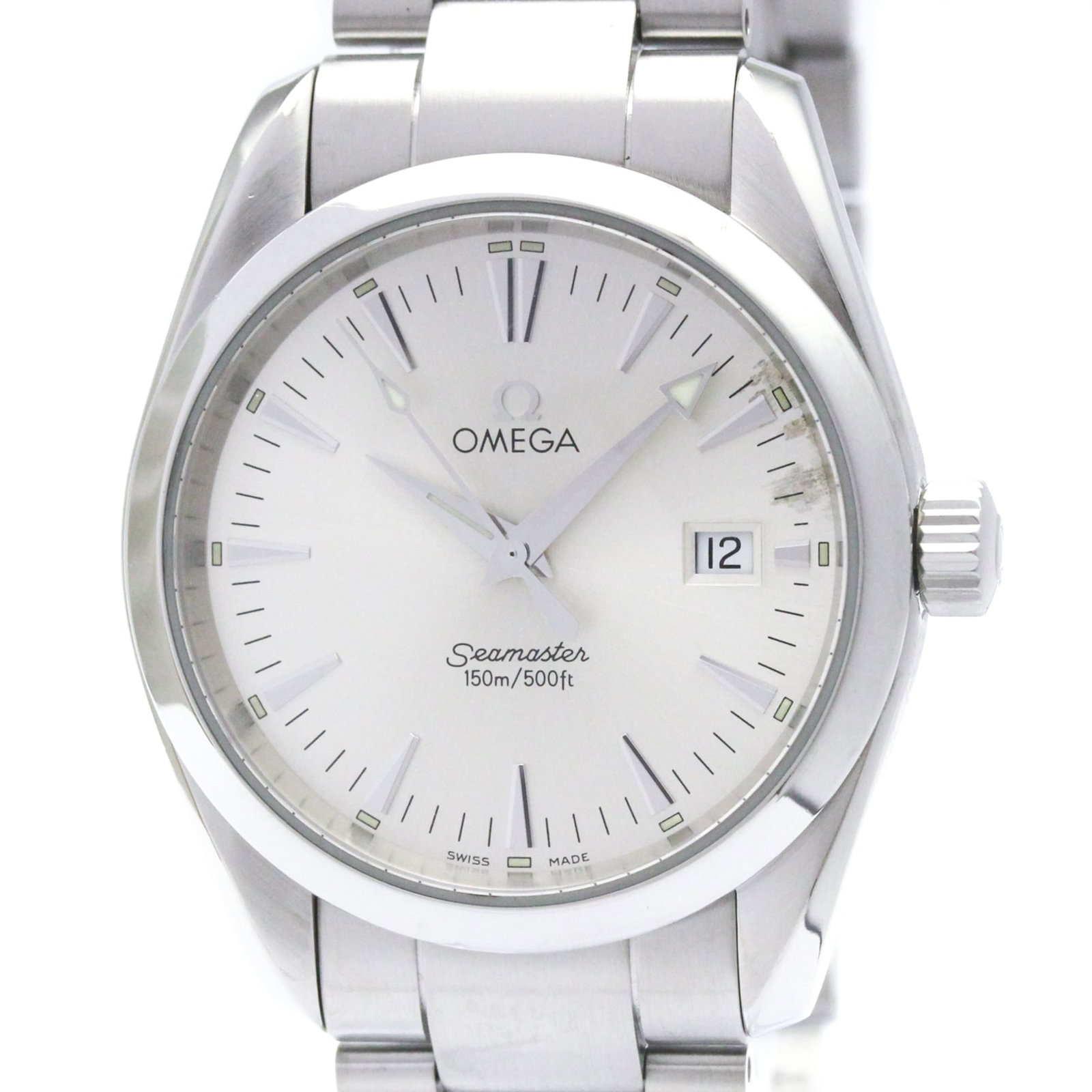 OMEGA Wristwatch Stainless Steel: OMEGA Wristwatch Stainless Steel Stainless steel case and band provide a sleek, sporty look, while the silver dial adds a touch of sophistication. This Omega Seamaster quartz watch is a reliable timep