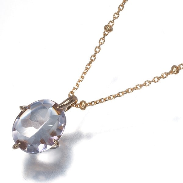 Star Jewelry Necklace Amethyst Solitaire Buff-Top Cut 18K 750 Rose Gold (1 of 4)